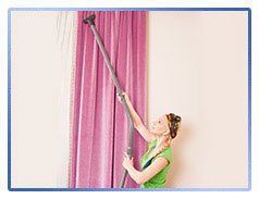 We clean curtains without removing